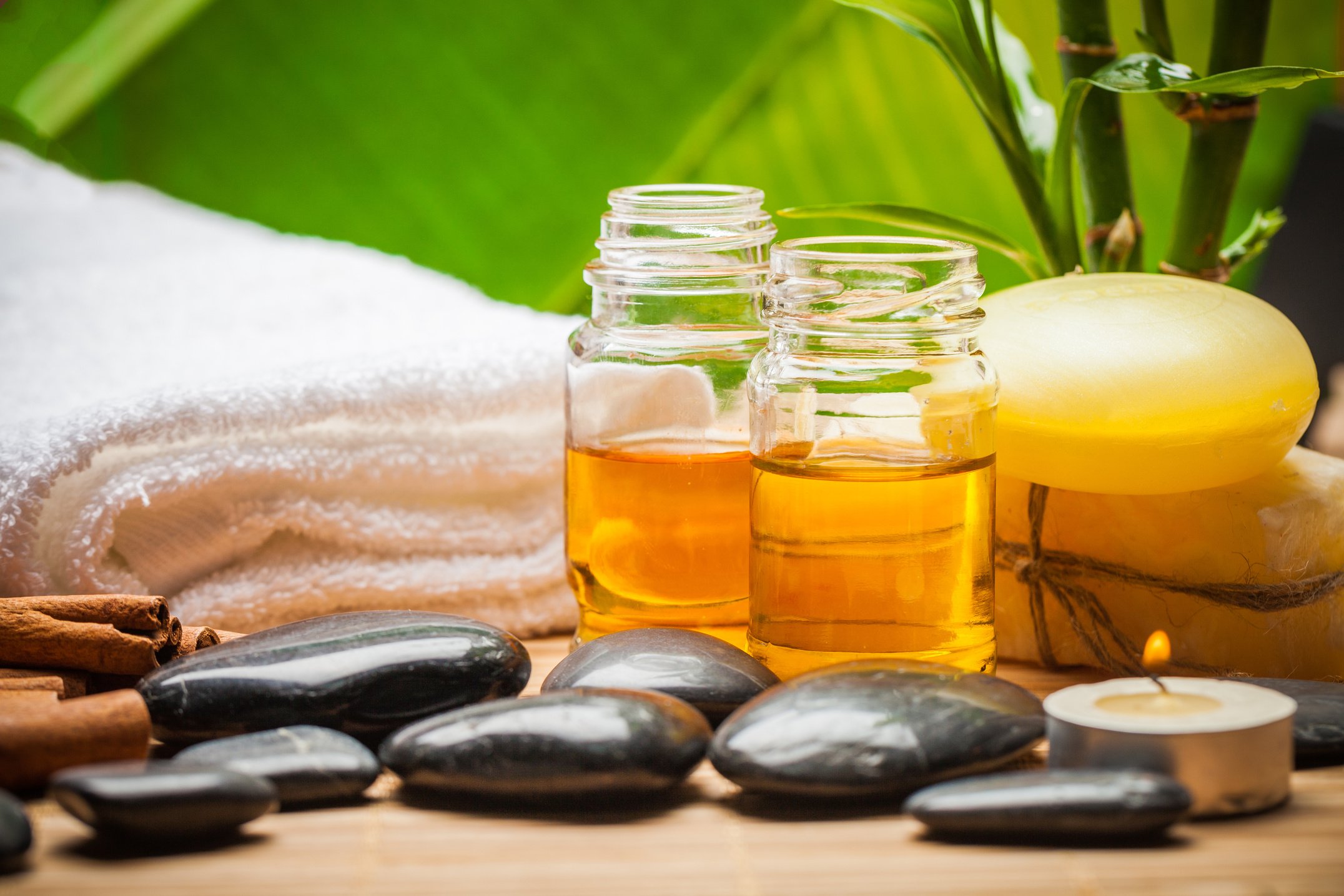 Massage Oil and Hot Stones